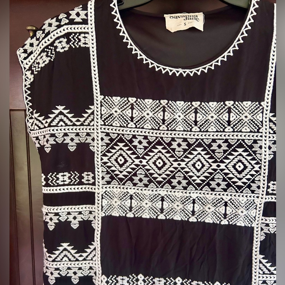 SAVANNA JANE Embroidered Tunic Coverup Boho Beach Folk Resort Coastal Western S - Picture 7 of 11